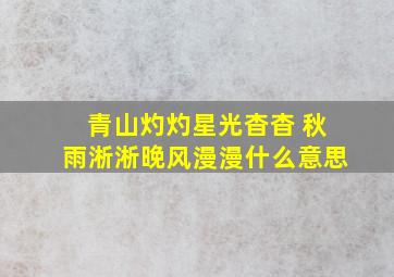 青山灼灼星光杳杳 秋雨淅淅晚风漫漫什么意思